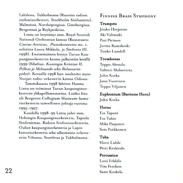 Rautavaara* - Finnish Brass Symphony, Hannu Lintu : A Requiem In Our Time (CD)