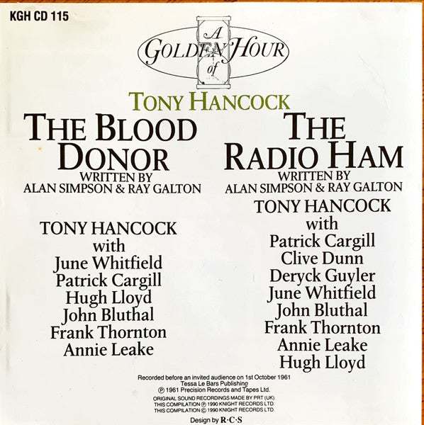 Tony Hancock : A Golden Hour Of Tony Hancock (The Blood Donor • The Radio Ham) (CD, RE)