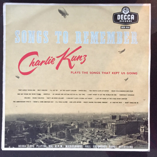 Charlie Kunz : Songs To Remember (LP, Album, Mono)