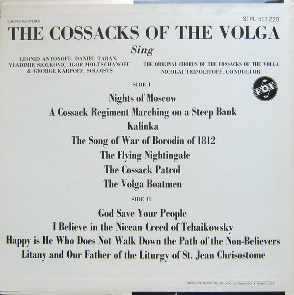 Nicolai Tripolitoff*, The Original Chorus Of The Cossacks Of The Volga : The Cossacks Of The Volga (LP)