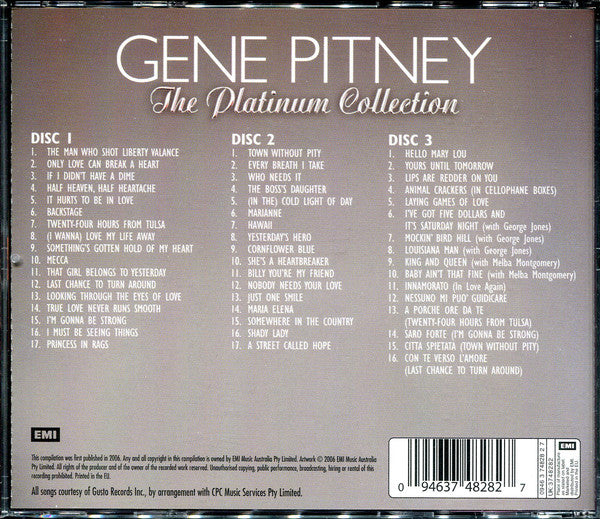 Gene Pitney : The Platinum Collection (3xCD, Comp)