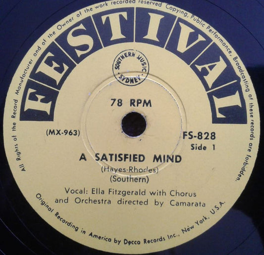Ella Fitzgerald : A Satisfied Mind / Soldier Boy (Shellac, 10")