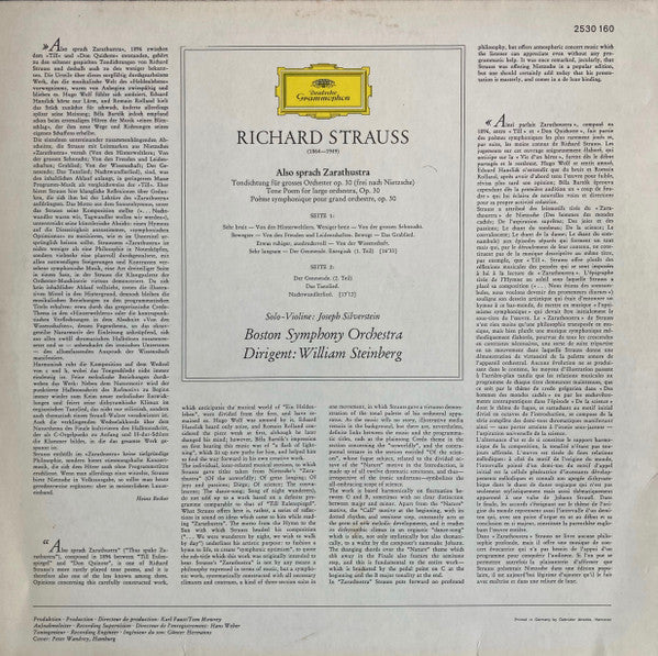 Richard Strauss, Boston Symphony Orchestra • William Steinberg : Also Sprach Zarathustra (LP)