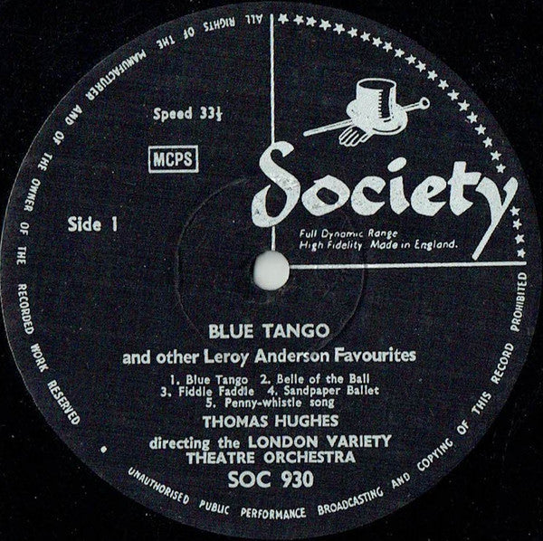 London Variety Theatre Orchestra, Thomas Hughes (6) : Blue Tango And Other Leroy Anderson Favourites (LP, Album)