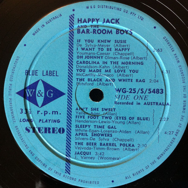 Happy Jack And The Bar-Room Boys* : Party Music For Happy Occasions (LP, Album)