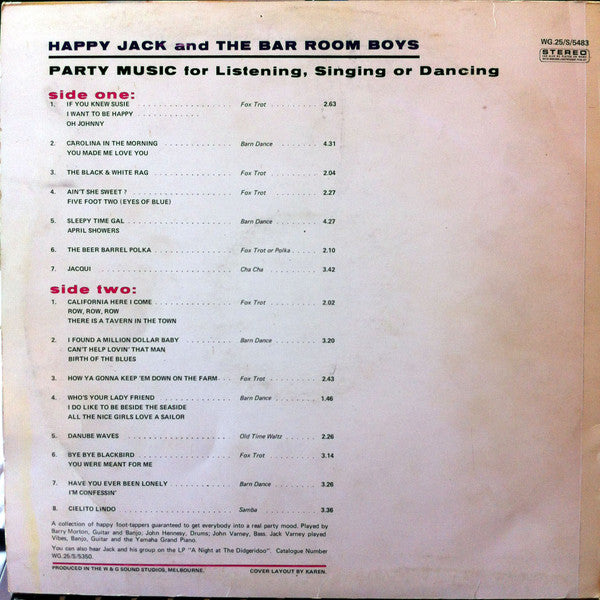 Happy Jack And The Bar-Room Boys* : Party Music For Happy Occasions (LP, Album)