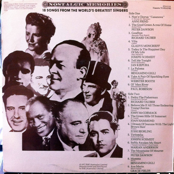 Various : Nostalgic Memories 18 Songs From The World's Greatest Singers (LP, Comp, Mono)