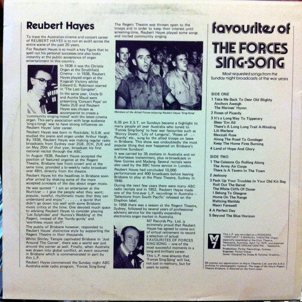 Reubert Hayes : Favourites Of The Forces Sing-Song (LP, Album)