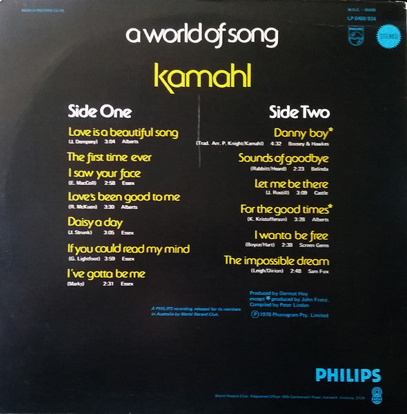 Kamahl : A World Of Song (LP, Comp, Club)