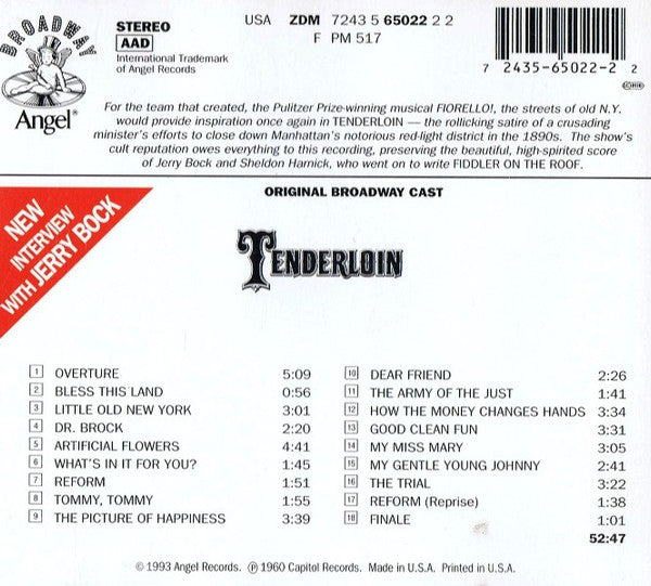 Jerry Bock, Sheldon Harnick - Maurice Evans (2) : Tenderloin (Original Broadway Cast) (CD, Album, RE)