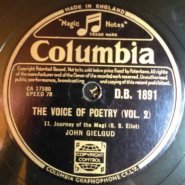 John Gielgud : The Voice Of Poetry (Vol 2) (Shellac, 10")