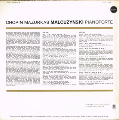 Frédéric Chopin - Witold Malcuzynsky : Mazurkas (LP, Club, RE)