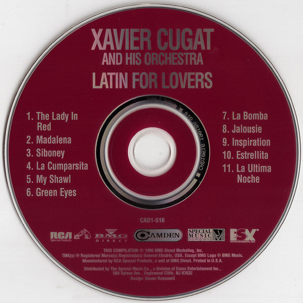 Xavier Cugat And His Orchestra : Latin For Lovers (CD, Comp, RE)