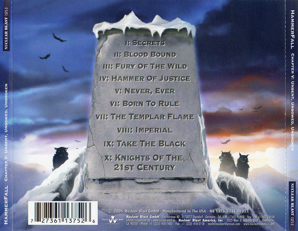 HammerFall : Chapter V: Unbent, Unbowed, Unbroken (CD, Album)