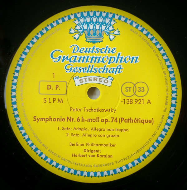 Pyotr Ilyich Tchaikovsky - Berliner Philharmoniker · Herbert von Karajan : Symphonie Nr.6 h-moll »Pathétique« (LP, RE)