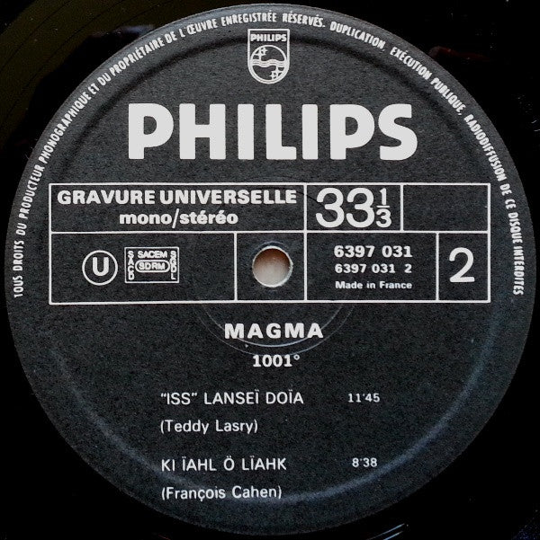Magma (6) : 1001° Centigrades (LP, Album, RP)