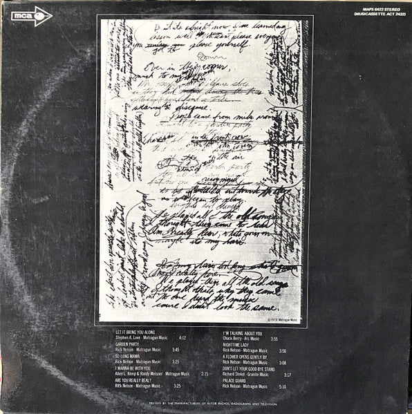 Rick Nelson And The Stone Canyon Band* : Garden Party (LP, Album)