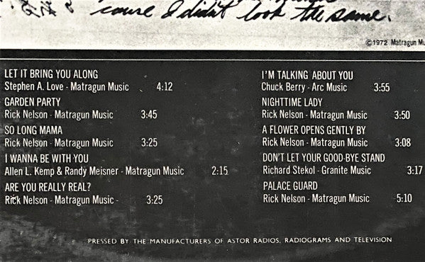 Rick Nelson And The Stone Canyon Band* : Garden Party (LP, Album)