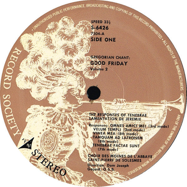 Chœur Des Moines De L'Abbaye Saint-Pierre De Solesmes / Director: Dom Joseph Gajard : Gregorian Chant Vol. 2 - Good Friday - The Responses Of Tenebrae (LP, Album, Club)