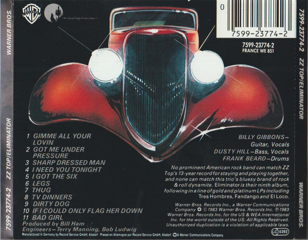 ZZ Top : Eliminator (CD, Album, RE)