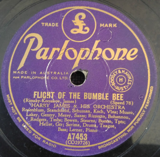 Harry James & His Orchestra* : Flight Of The Bumble Bee / Carnival Of Venice (Shellac, 10")