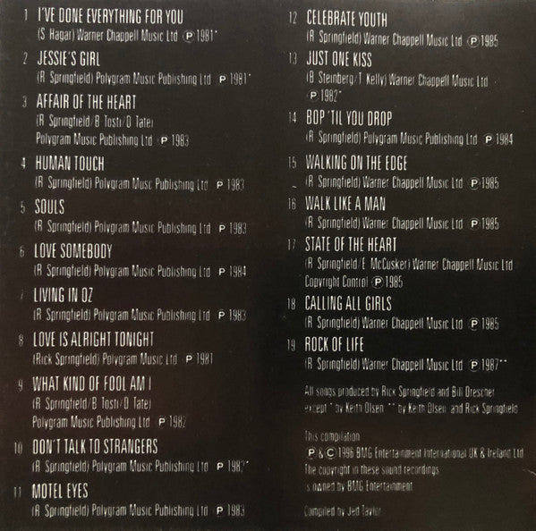 Rick Springfield : Best Of (CD, Comp, RE)