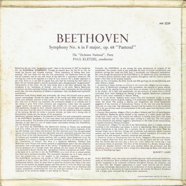 Beethoven*, The "Orchestre National", Paris*, Paul Kletzki : Symphony N° 6 In F Major, Op. 68 (Pastoral) (LP, Album)