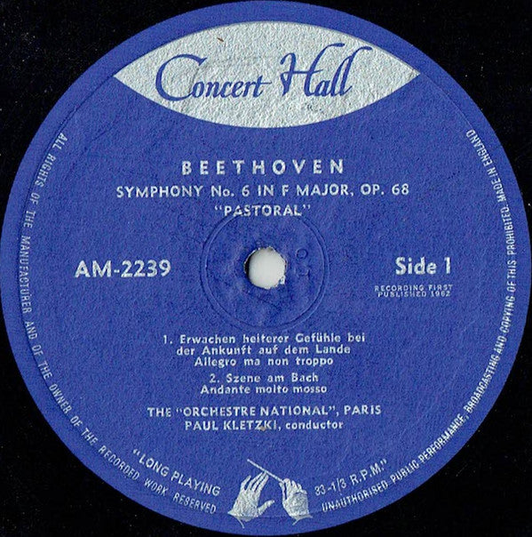 Beethoven*, The "Orchestre National", Paris*, Paul Kletzki : Symphony N° 6 In F Major, Op. 68 (Pastoral) (LP, Album)