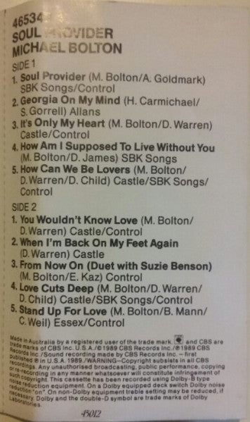 Michael Bolton : Soul Provider (Cass, Album)