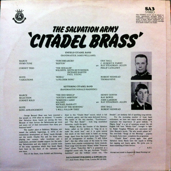 Enfield Citadel Band* Conducted By James Williams (24), Kettering Citadel Band* Conducted By Donald Manning (2) : Citadel Brass (LP, Album)