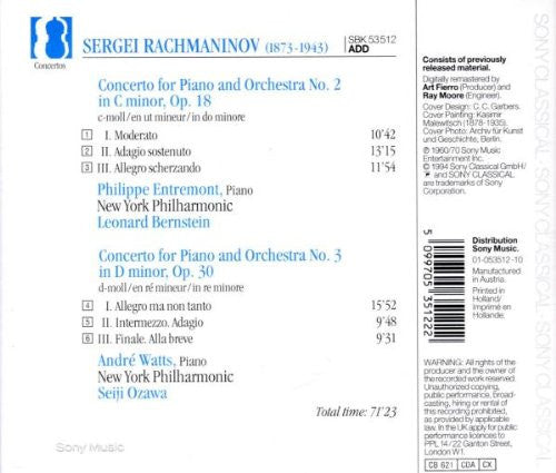 Rachmaninov*, Philippe Entremont, André Watts, New York Philharmonic, Leonard Bernstein, Seiji Ozawa : Piano Concertos No. 2 & No. 3 (CD, Album, Comp)