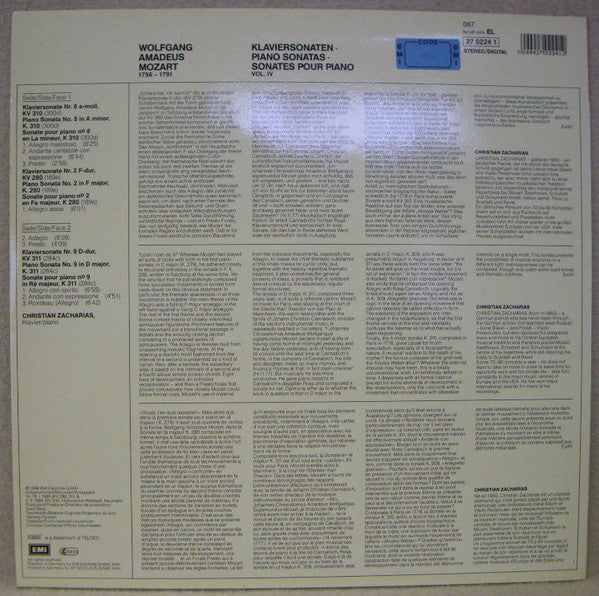 Mozart*, Christian Zacharias : Klaviersonaten = Piano Sonatas K.310 • 280 • 311  VOL.4 (LP)