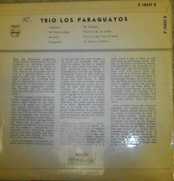 Trio Los Paraguayos : Trio Los Paraguayos (10", Mono)