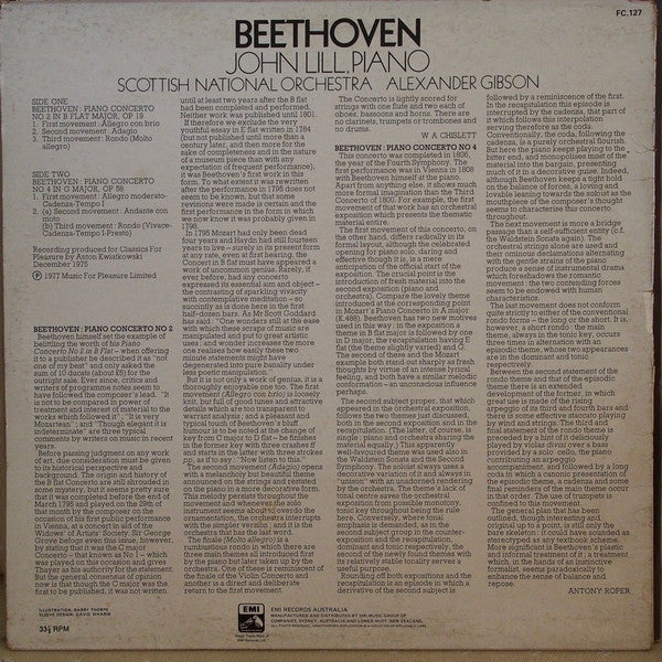Beethoven*, John Lill, Scottish National Orchestra*, Alexander Gibson : Piano Concertos No. 2 & No. 4 (LP, Album)