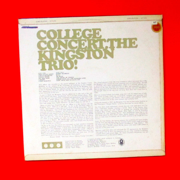 Kingston Trio : College Concert (LP, Album, Mono, Club)