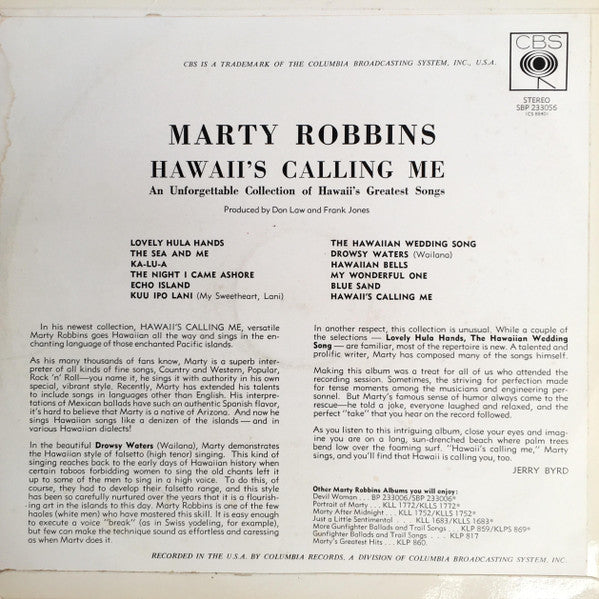 Marty Robbins : Hawaii's Calling Me (LP, Album)