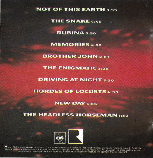 Joe Satriani : Not Of This Earth (CD, Album)