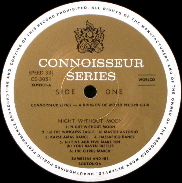 Μπουζούκια Του Ζαμπέτα : Night Without Moon (LP, Album, Mono, Club)