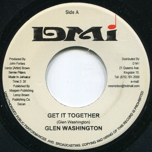 Glen Washington : Get It Together (7", Single)