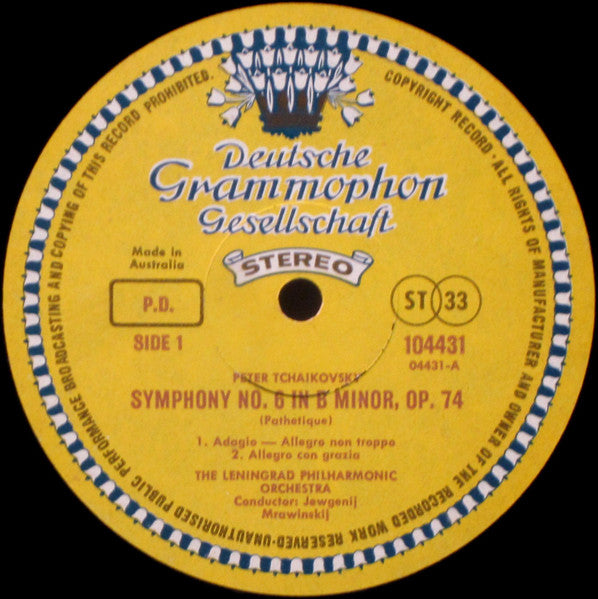 Peter Tchaikovsky* - Leningrad Philharmonic Orchestra, Jewgenij Mrawinskij* : Symphony No. 6 "Pathétique" (LP, Album, RE)