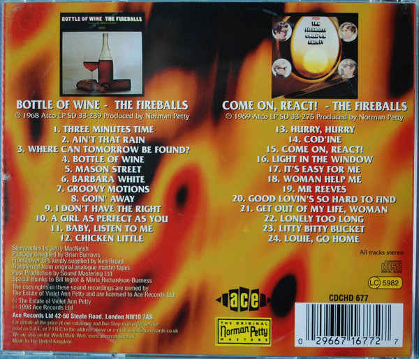 The Fireballs : Bottle Of Wine / Come On, React! (CD, Comp)