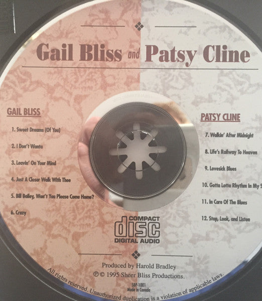 Gail Bliss And Patsy Cline : Gail Bliss And Patsy Cline (CD, Comp)