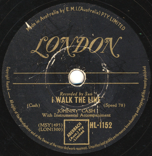 Johnny Cash : I Walk The Line / Get Rhythm (Shellac, 10")