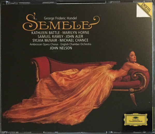 George Frideric Handel* - Kathleen Battle ∙ Marilyn Horne ∙ Samuel Ramey ∙ John Aler ∙ Sylvia McNair ∙ Michael Chance ∙ Ambrosian Opera Chorus* ∙ English Chamber Orchestra ∙ John Nelson (5) : Semele (3xCD, Album + Box, Sli)