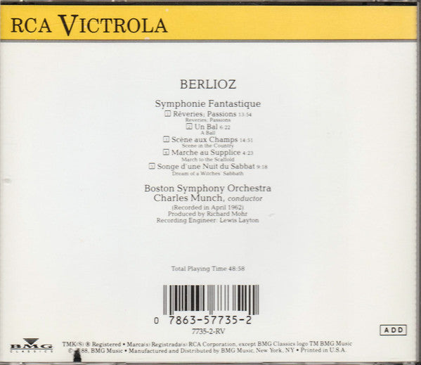 Hector Berlioz, Boston Symphony Orchestra, Charles Munch : Symphonie Fantastique (CD, RE)
