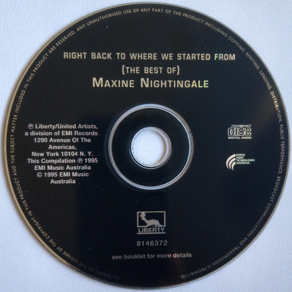 Maxine Nightingale : The Best Of Maxine Nightingale - Right Back Where We Started From (CD, Album, Comp)