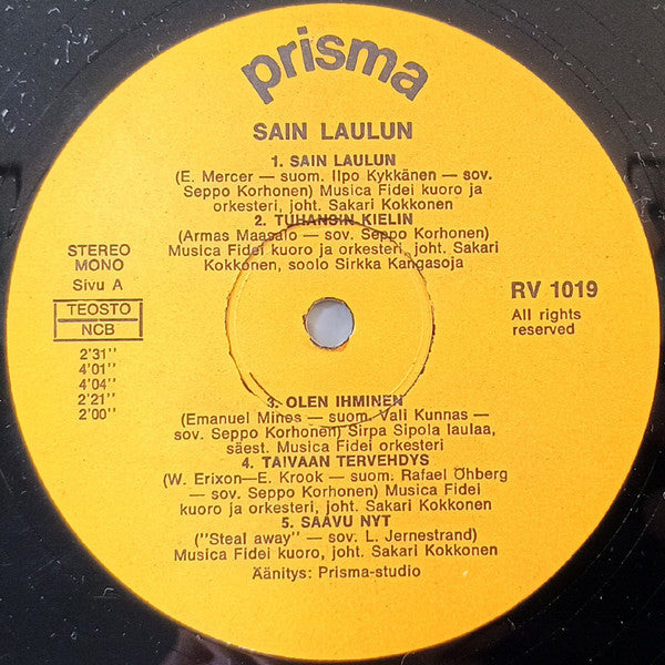 Musica Fidei : Sain Laulun  (LP)