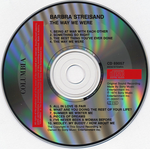 Barbra Streisand : The Way We Were (CD, Album, RE)