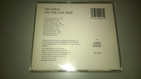 Ben Sidran : On The Live Side (CD, Album)