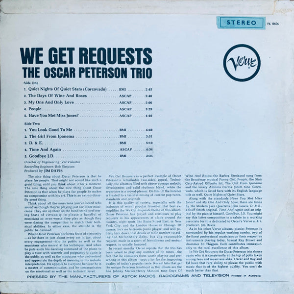 The Oscar Peterson Trio : We Get Requests (LP, Album)